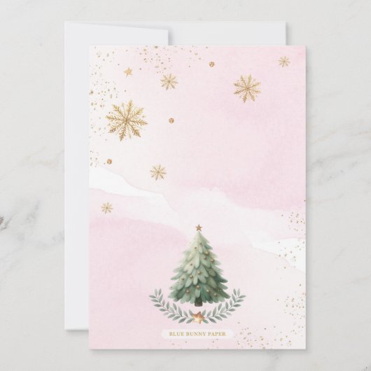 クリスマスパーティー |ピンクエレガントの金ゴールド冬の休日 招待状 (裏面)