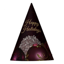 クリスマスパーティー ピンク オーナメント 緑の葉 ブラック パーティーハット