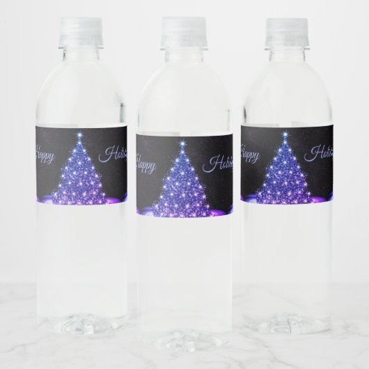 クリスマスパーティー ピンク ブルー ツリー 冬 黒 ラスティック ペットボトルラベル (ボトル)