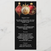 クリスマスパーティー ブラック レッド ゴールド オーナメント メニュー カード (正面)