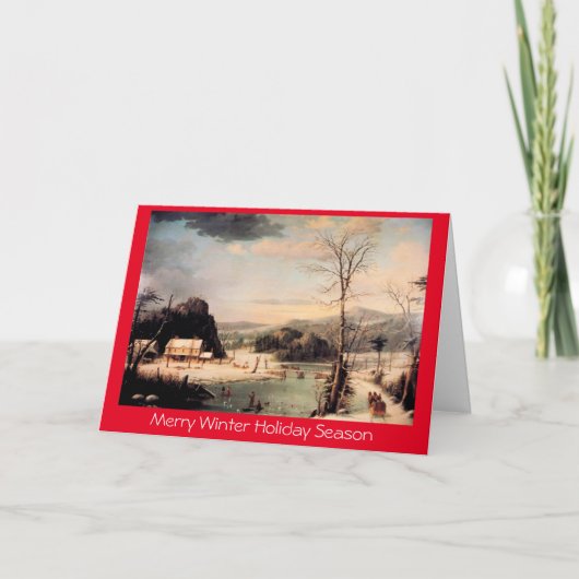 クリスマスパーティー、伝統的クリスマスの新年の挨拶 シーズンカード (正面)