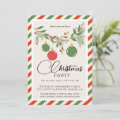 クリスマスパーティー 冬の植物 招待状 (スタンド正面)
