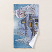 クリスマスパーティー 冬 白い雪だるま 青いレトロ バスタオルセット (ハンドタオル)