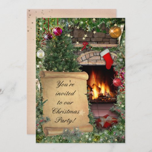 クリスマスパーティー 招待状 (正面/裏面)