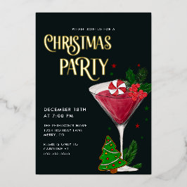 クリスマスパーティー 本物のゴールド 箔招待状