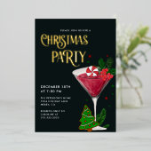 クリスマスパーティー 本物のゴールド 箔招待状 (立ち正面)