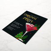 クリスマスパーティー 本物のゴールド 箔招待状 (回転した状態)