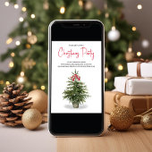 クリスマスパーティー 水彩クリスマスツリー パーティー 招待状