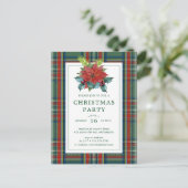 クリスマスパーティー |水彩ポインセチア・プレイド ポストカード (スタンド正面)