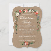 クリスマスパーティー 水彩 ポインセチア クラフト 招待状 (正面)