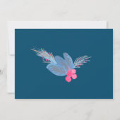 クリスマスパーティー 水彩 ポインセチア ベリー ブルー 招待状 (裏面)