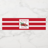 クリスマスパーティー 水彩 ヴィンテージ 赤いトラック ペットボトルラベル (シングルラベル)