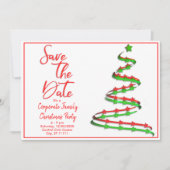 クリスマスパーティー 現代の木 Save The Date 案内状 (正面)