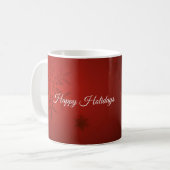 クリスマスパーティー 白い星 クリスマスの木 赤い雪の結晶 コーヒーマグカップ (正面左)