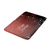 クリスマスパーティー 白い星 クリスマスの木 赤い雪の結晶 バスマット (アングル)