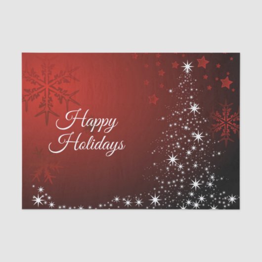 クリスマスパーティー 白い星 クリスマスの木 赤い雪の結晶 薄葉紙 (正面)