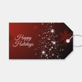 クリスマスパーティー 白い星 クリスマスツリー 赤い雪の結晶 ギフトタグ
