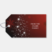 クリスマスパーティー 白い星 クリスマスツリー 赤い雪の結晶 ギフトタグ (裏面横)