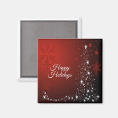 クリスマスパーティー 白い星 クリスマスツリー 赤い雪の結晶 マグネット (正面/裏面)