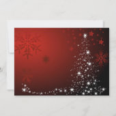 クリスマスパーティー 白い星 クリスマスツリー 赤い雪の結晶 招待状 (裏面)