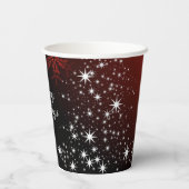 クリスマスパーティー 白い星 クリスマスツリー 赤い雪の結晶 紙コップ (裏面)