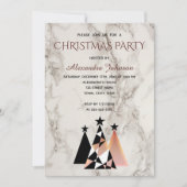 クリスマスパーティー 白大理石とローズゴールド エレガント 招待状 (正面)