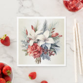 クリスマスパーティー 白 赤 花 休日 エレガント スタンダードランチョンナプキン (インサイチュ)