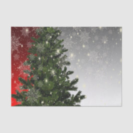 クリスマスパーティー  緑のツリー 赤 銀の雪の結晶 薄葉紙