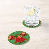 クリスマスパーティー(赤いクリスマスリボン)コースター ラウンドペーパーコースター (インサイチュ)