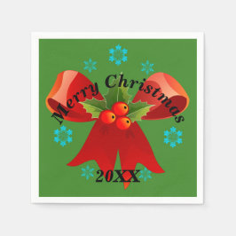 クリスマスパーティー（赤いクリスマスリボン） スタンダードカクテルナプキン