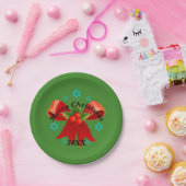 クリスマスパーティー（赤いクリスマスリボン）プレート ペーパープレート (パーティー)