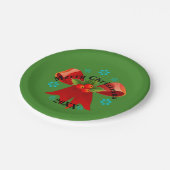 クリスマスパーティー（赤いクリスマスリボン）プレート ペーパープレート (アングル)