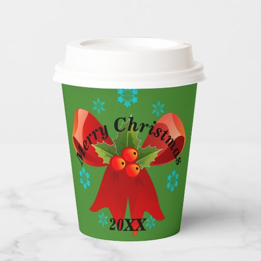 クリスマスパーティー（赤いクリスマスリボン） 紙コップ (正面)