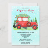 クリスマスパーティー 赤いトラック 青い冬 招待状 (正面)