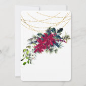 クリスマスパーティー 赤いポインセチアの花 招待状 (裏面)