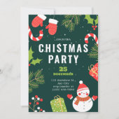 クリスマスパーティー 赤と緑 面白い シーズンカード (正面)