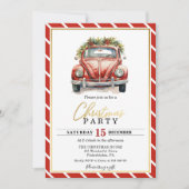クリスマスパーティー 赤 ヴィンテージ カード ご招待 (正面)
