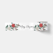 クリスマスパーティー 赤 緑 花柄 サテンリボン (正面)