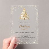 クリスマスパーティー 雪の手描きツリー 霜降りデザイン アクリル招待状 (インサイチュ (ポータブル))