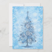 クリスマスパーティー 青い木 雪の結晶 贅沢 招待状 (裏面)