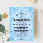 クリスマスパーティー 青い木 雪の結晶 贅沢 招待状