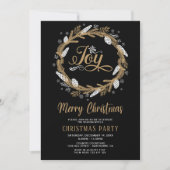 クリスマスパーティー 黒と金色の楽しい招待状 招待状 (正面)