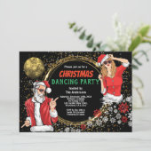 クリスマスパーティーDJディスコダンスダーティーサンタ金ゴールド 招待状 (スタンド正面)