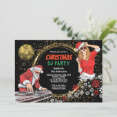 クリスマスパーティーDJディスコダンスダーティーサンタ金ゴールド 招待状 (スタンド正面)