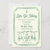 クリスマスパーティーHolidayHand描手書きファンキー入力 招待状 (正面)