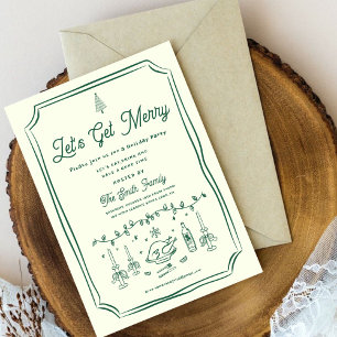 クリスマスパーティーHolidayHand描手書きファンキー入力 招待状