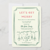 クリスマスパーティーHolidayHand描手書きファンキー入力 招待状 (正面)