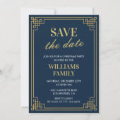 クリスマスパーティーNavyの日付を保存 招待状 (正面)