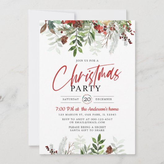 クリスマスパーティ クリスマスディナー 招待状 (正面)