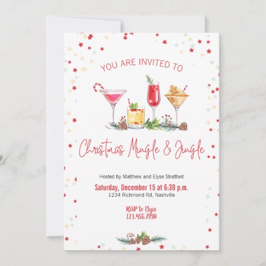 クリスマスパーティ  ホリデー カクテル クリスマス 仕事 招待状 (正面)